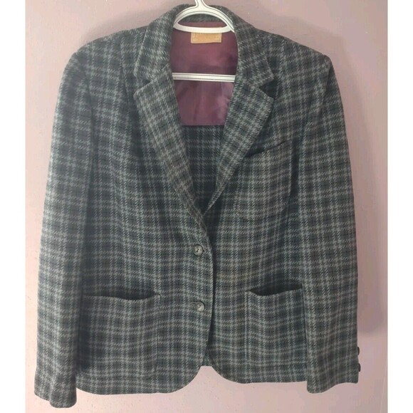 Pendleton Vintage Women’s Wool Blazer Plaid Two Button Jacket Gray Please Read - Picture 1 of 9